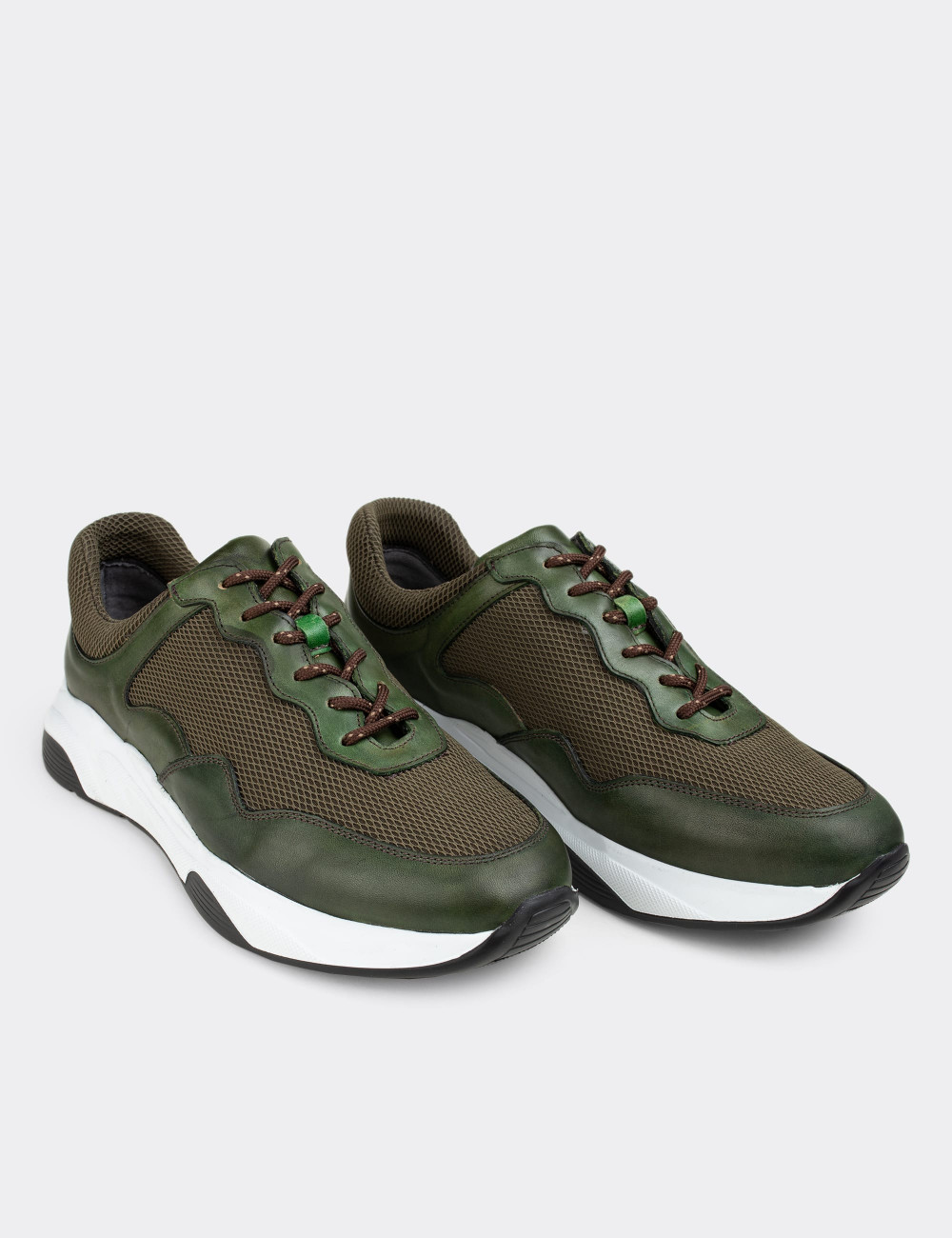 Hakiki Süet Yeşil Sneaker Erkek Ayakkabı - 01725MYSLE02