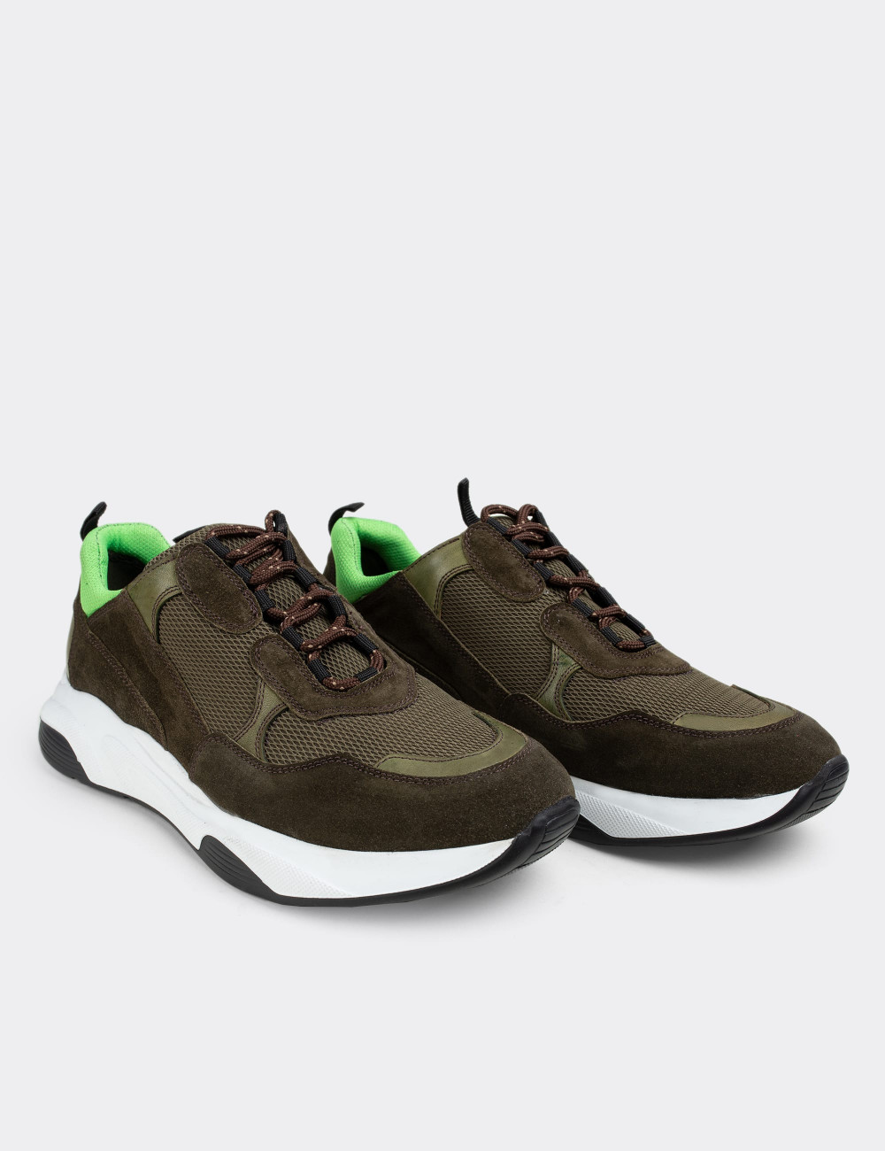 Hakiki Süet Yeşil Sneaker Erkek Ayakkabı - 01724MYSLE02