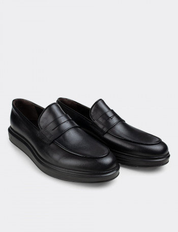 Hakiki Deri Siyah Comfort Erkek Loafer - 01839MSYHP01