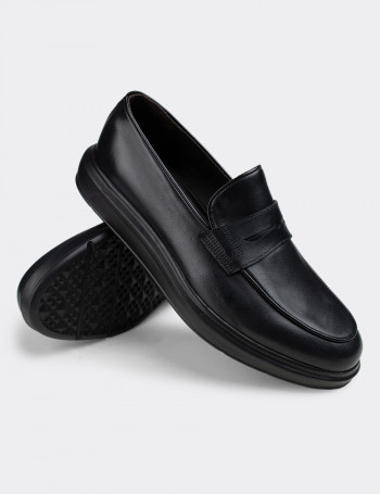 Hakiki Deri Siyah Comfort Erkek Loafer - 01839MSYHP01