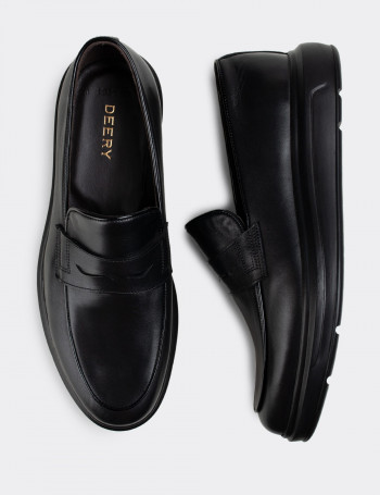 Hakiki Deri Siyah Comfort Erkek Loafer - 01839MSYHP01