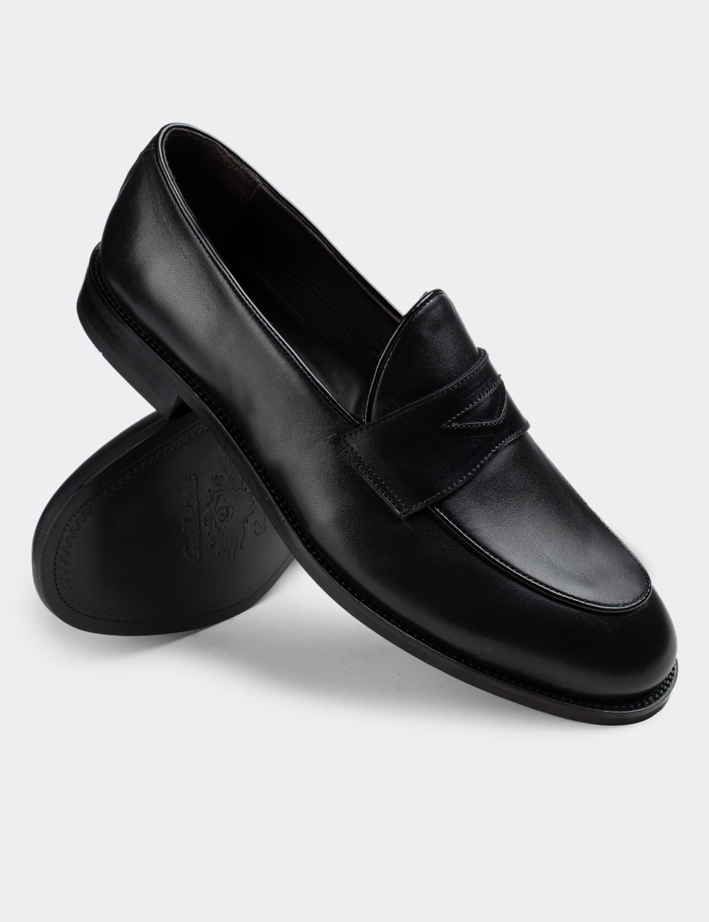 Hakiki Deri Siyah Klasik Erkek Loafer - 01845MSYHN01