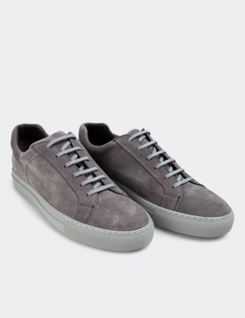 Hakiki Süet Gri Sneaker Erkek Ayakkabı - 01829MGRIC01