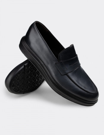 Hakiki Deri Gri Comfort Erkek Loafer - 01839MGRIP01