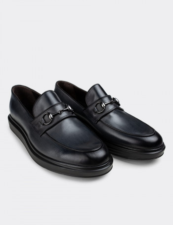 Hakiki Deri Gri Tokalı Comfort Erkek Loafer - 01842MGRIP01