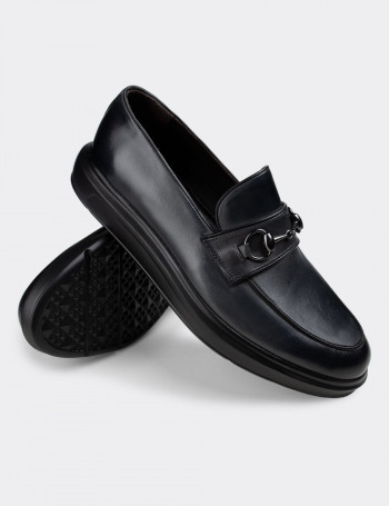 Hakiki Deri Gri Tokalı Comfort Erkek Loafer - 01842MGRIP01