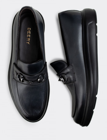 Hakiki Deri Gri Tokalı Comfort Erkek Loafer - 01842MGRIP01