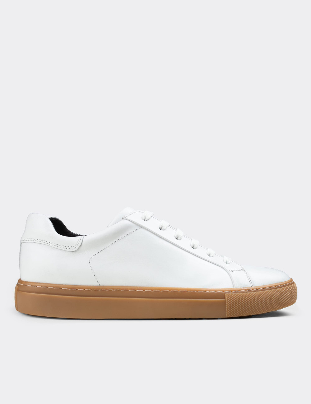 Hakiki Deri Beyaz Sneaker Erkek Ayakkabı - 01829MBYZC02