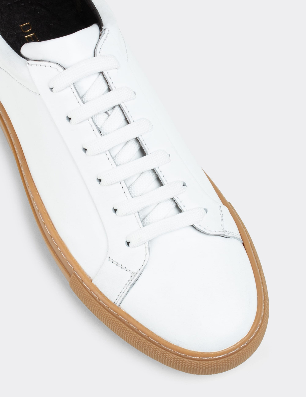 Hakiki Deri Beyaz Sneaker Erkek Ayakkabı - 01829MBYZC02