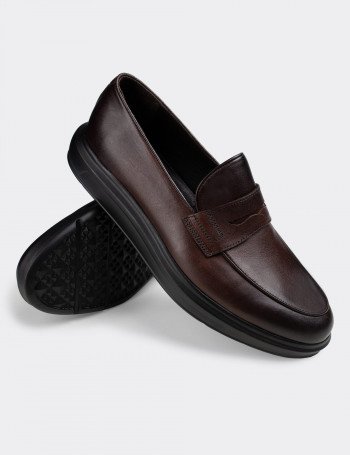 Hakiki Deri Kahverengi Loafer Erkek Ayakkabı - 01839MKHVP01