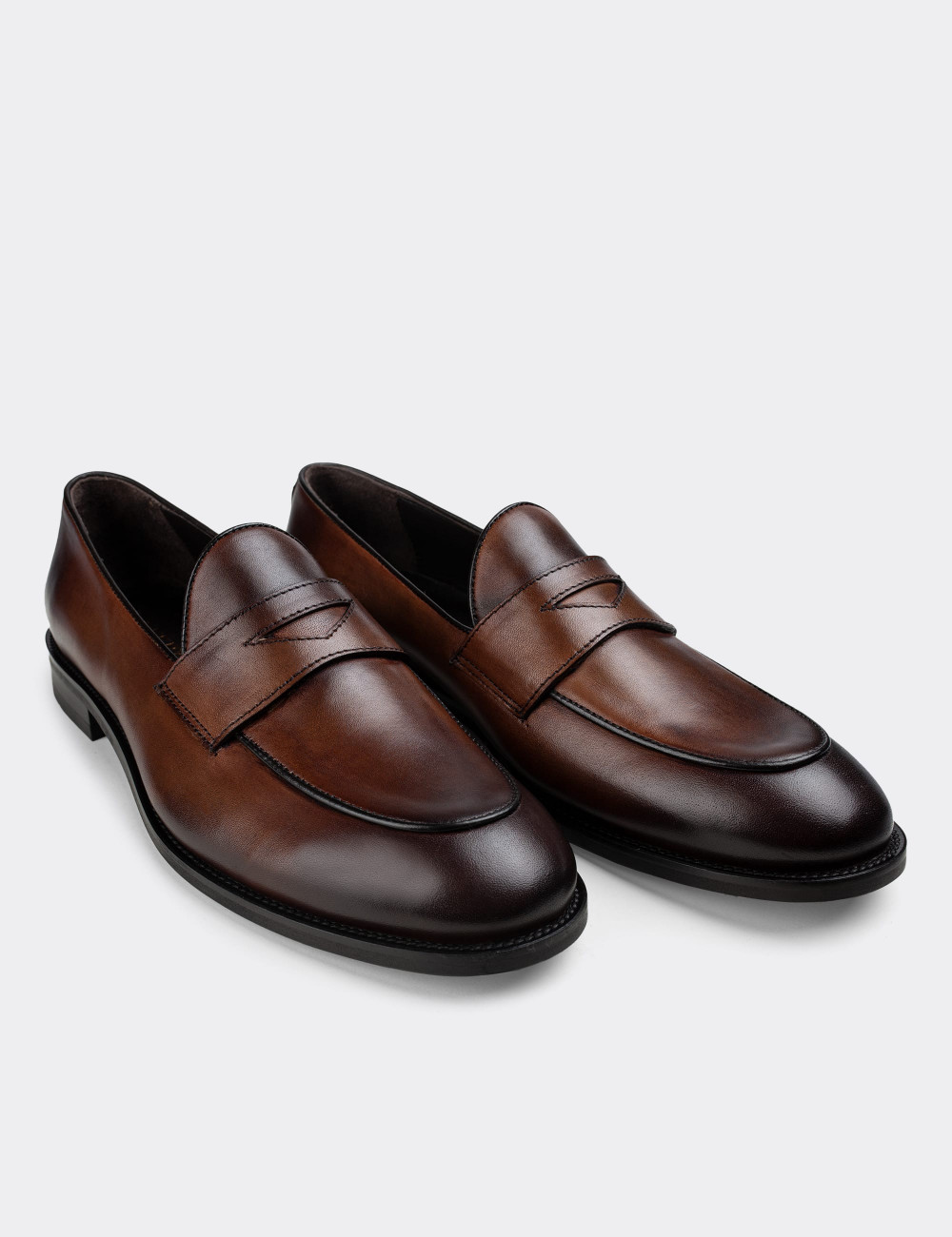 Hakiki Deri Kahverengi Loafer Erkek Ayakkabı - 01845MKHVN01