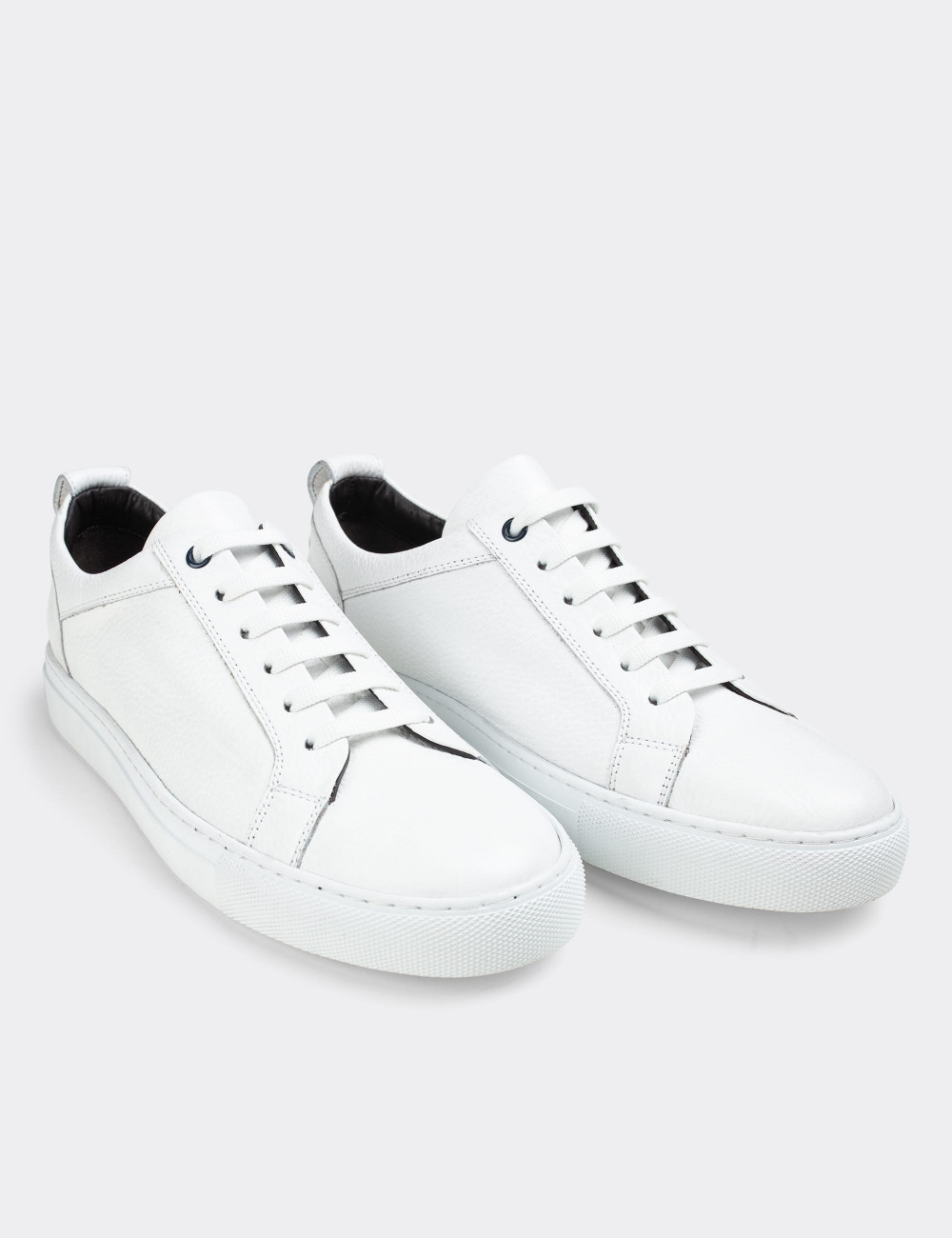 Hakiki Deri Beyaz Sneaker Erkek Ayakkabı - 01837MBYZC01