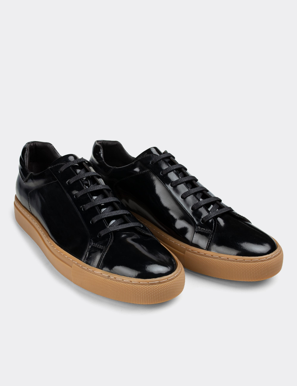 Hakiki Deri Siyah Sneaker Erkek Ayakkabı - 01829MSYHC06