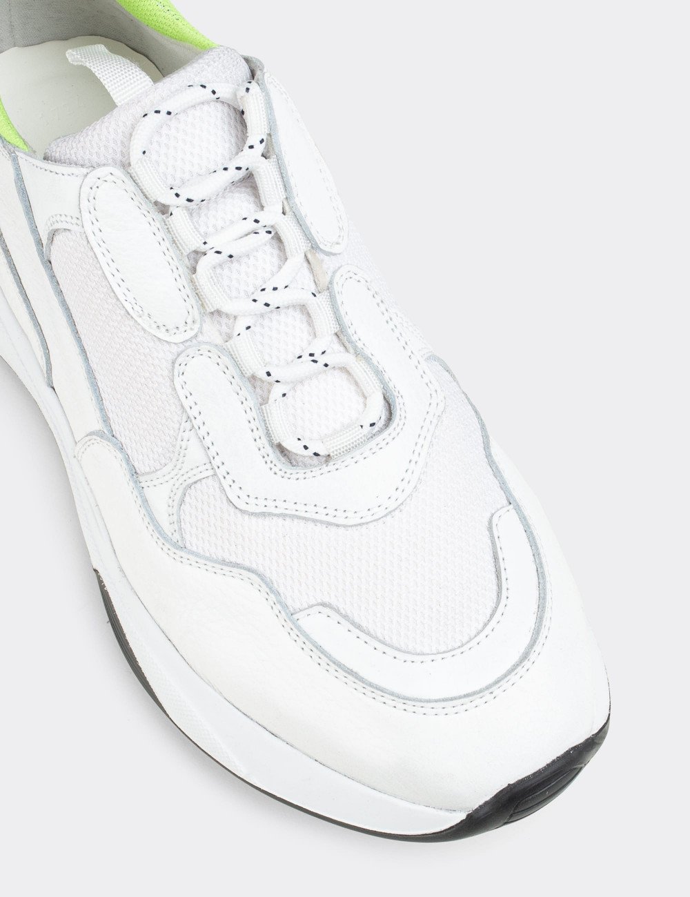 Hakiki Deri Beyaz Sneaker Erkek Ayakkabı - 01724MBYZE01