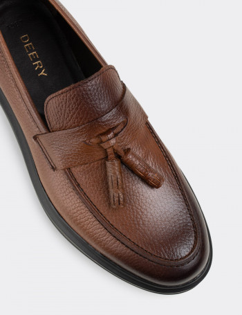 Hakiki Deri Taba Rengi Loafer Erkek Ayakkabı