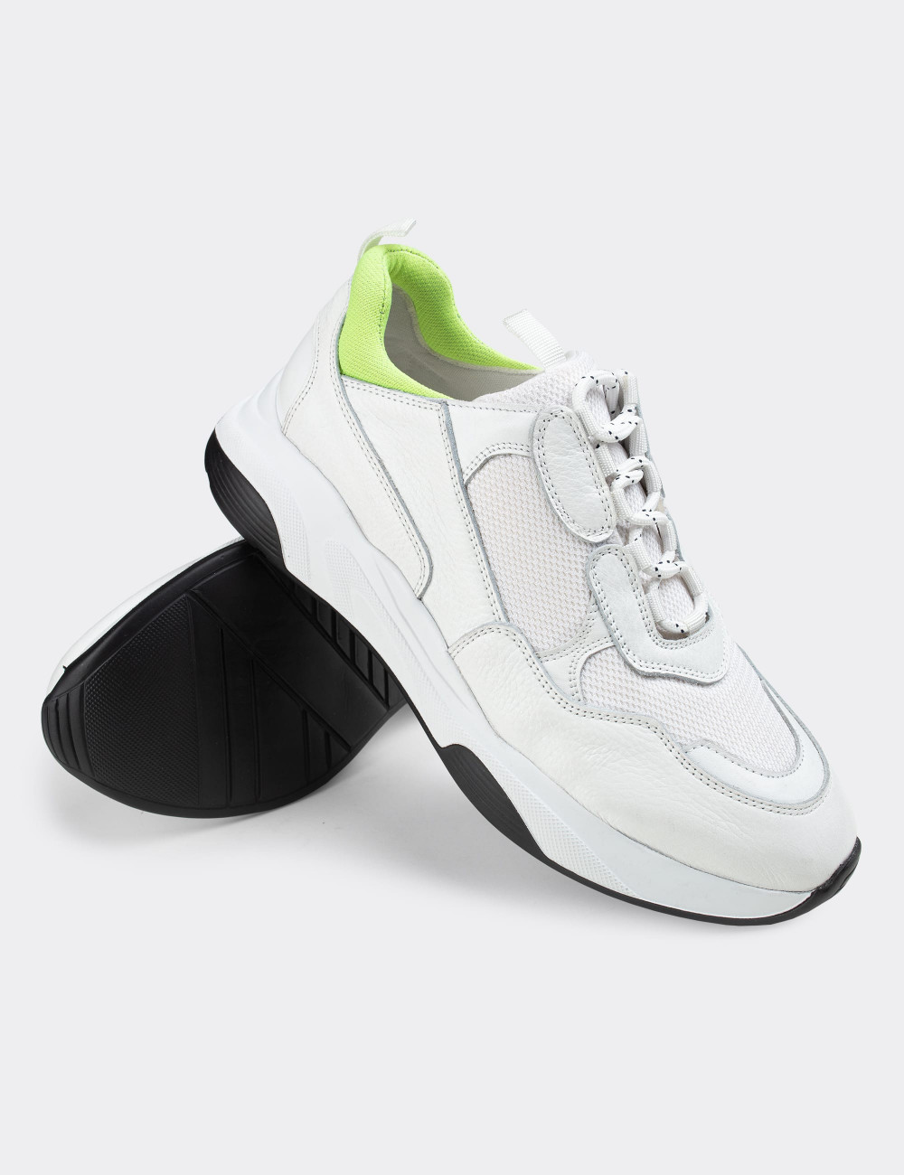 Hakiki Deri Beyaz Sneaker Erkek Ayakkabı - 01724MBYZE01