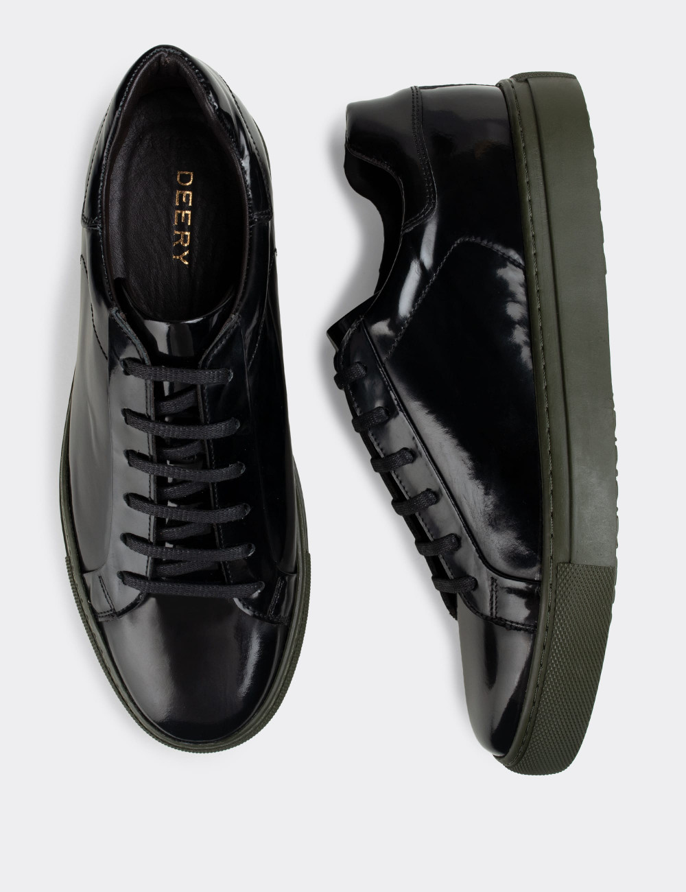 Hakiki Deri Siyah Sneaker Erkek Ayakkabı - 01829MSYHC05