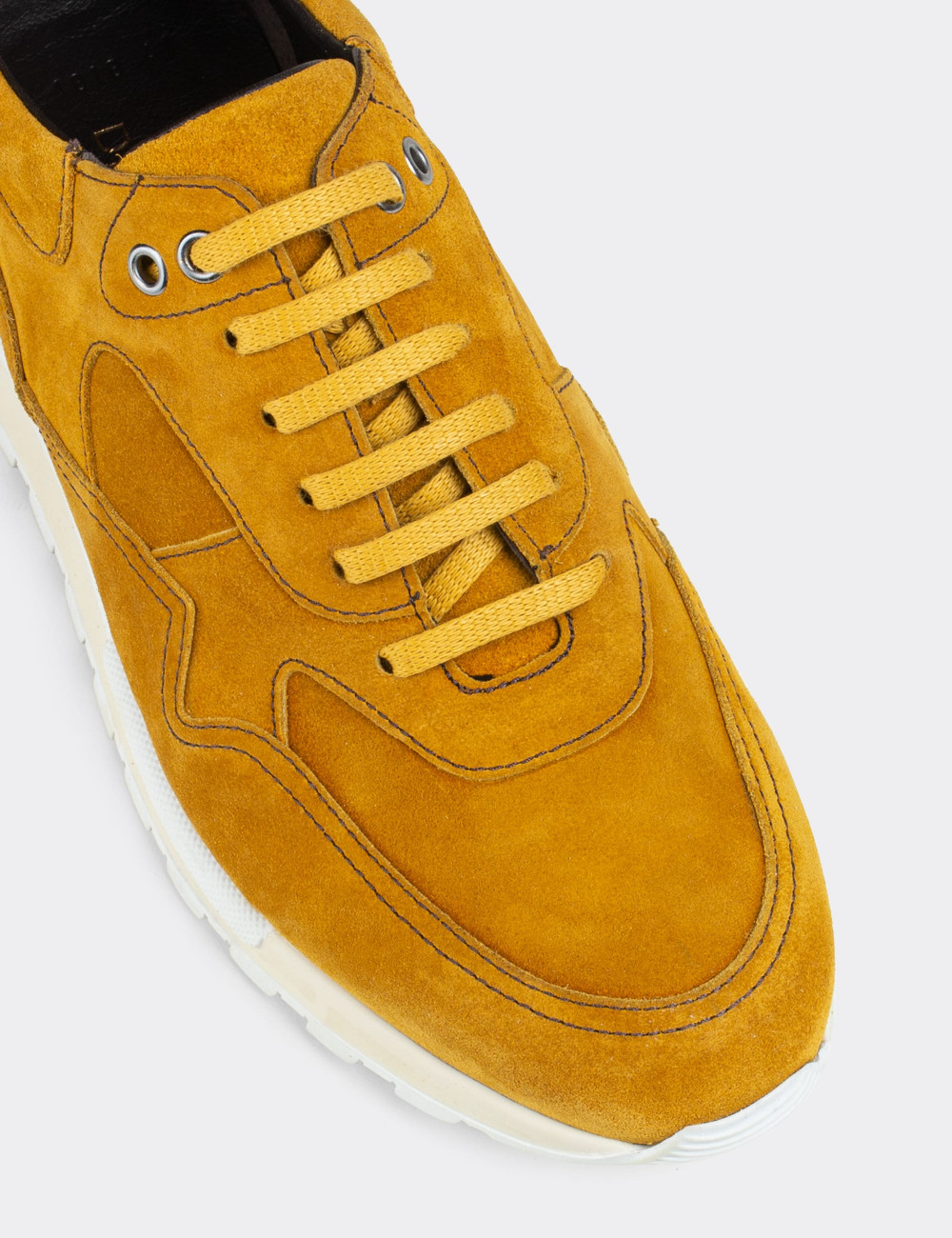 Hakiki Süet Sarı Sneaker Erkek Ayakkabı - 01818MSRIT01