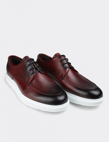 Hakiki Deri Bordo Comfort Günlük Erkek Ayakkabı - 01841MBRDP01