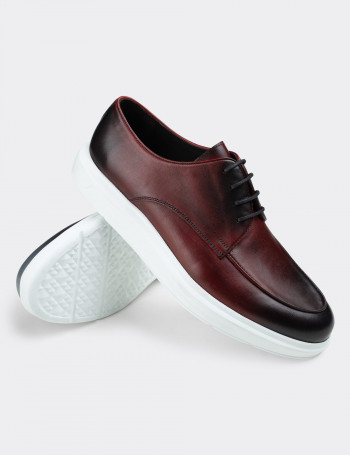 Hakiki Deri Bordo Comfort Günlük Erkek Ayakkabı - 01841MBRDP01