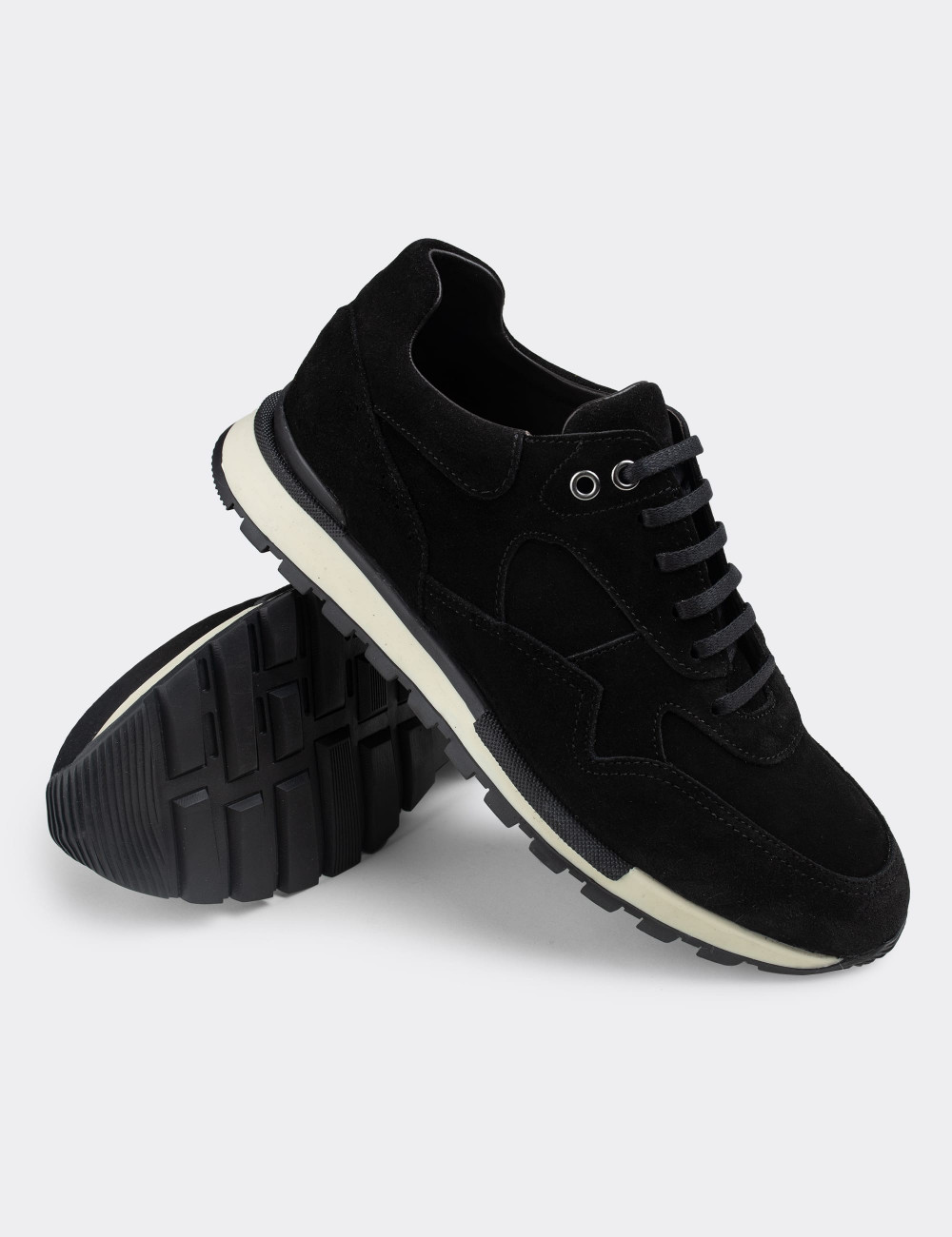 Hakiki Süet Siyah Sneaker Erkek Ayakkabı - 01818MSYHT01