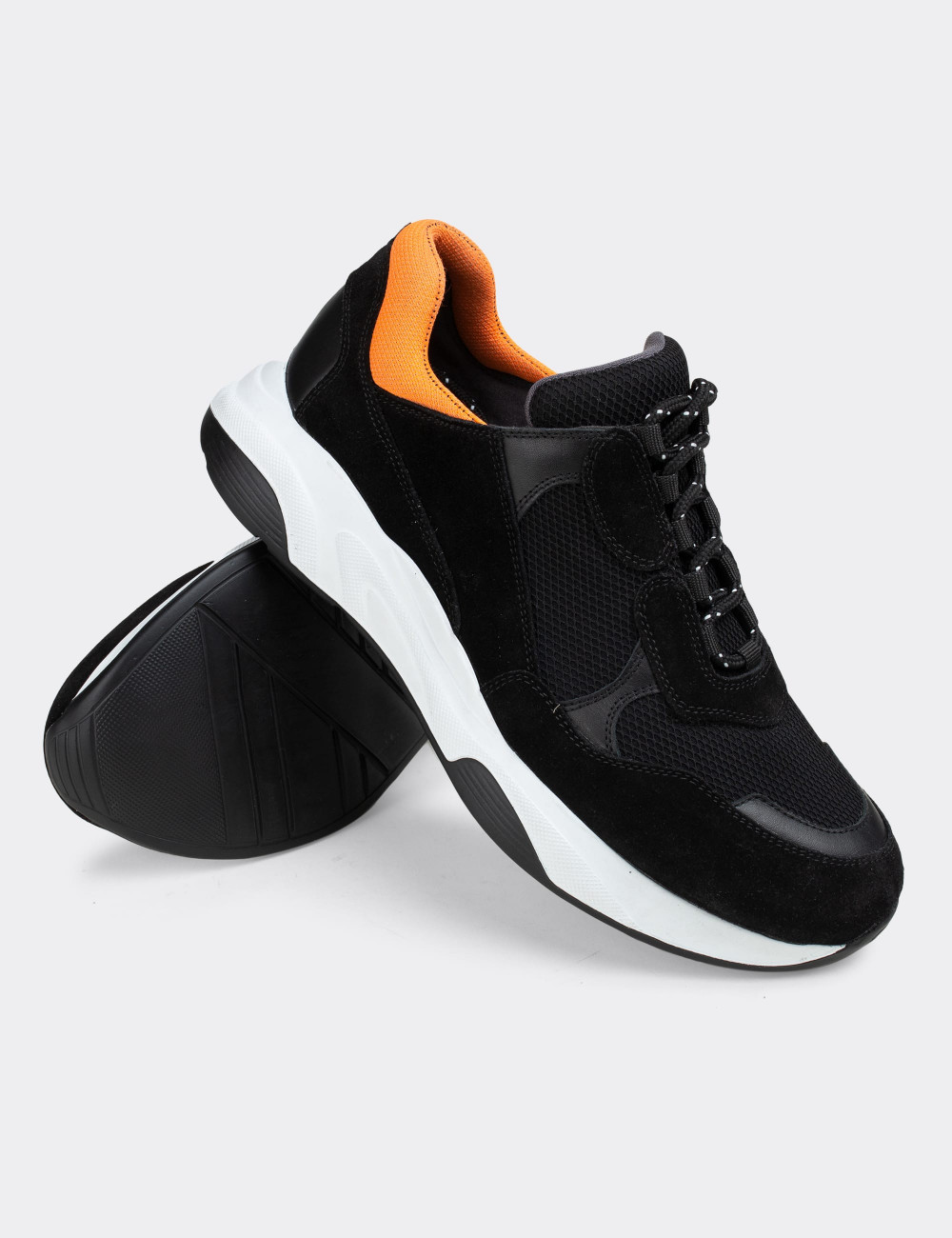 Hakiki Süet Siyah Sneaker Erkek Ayakkabı - 01724MSYHE02