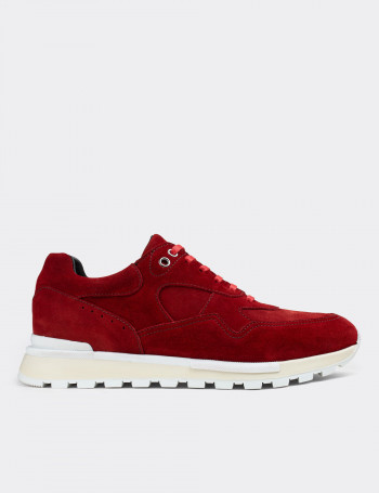 Hakiki Süet Kırmızı Sneaker Erkek Ayakkabı