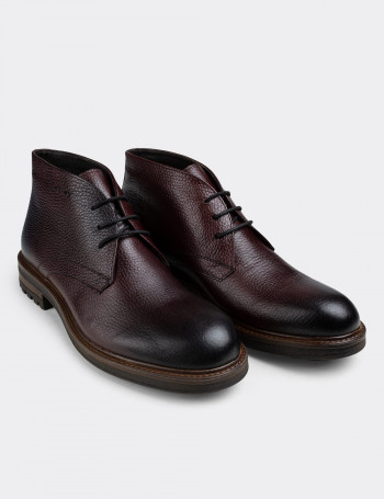 Hakiki Deri Bordo Erkek Bot - 01295MBRDC02