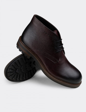 Hakiki Deri Bordo Erkek Bot - 01295MBRDC02