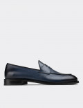 Hakiki Deri Mavi Loafer Erkek Ayakkabı