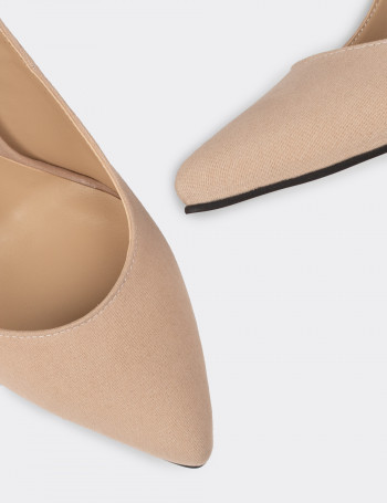 Bej Rengi Süet Kadın Stiletto - 02029ZBEJM06