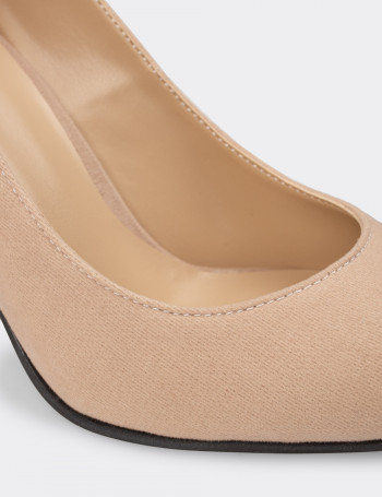 Bej Rengi Süet Kadın Stiletto - 02029ZBEJM06