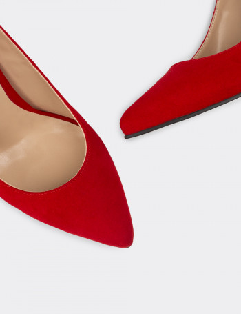 Kırmızı Süet Kadın Stiletto - 02029ZKRMM03