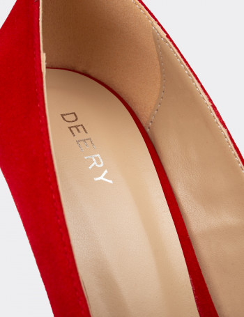 Kırmızı Süet Kadın Stiletto - 02029ZKRMM03