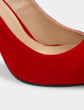 Kırmızı Süet Kadın Stiletto - 02029ZKRMM03