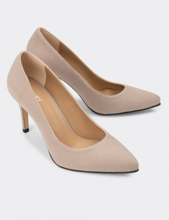 Vizon Rengi Süet Kadın Stiletto - 02029ZVZNM03