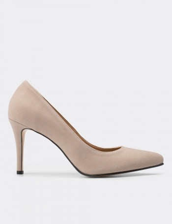Vizon Rengi Süet Kadın Stiletto - 02029ZVZNM03