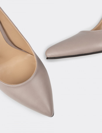 Gri Topuklu Stiletto - 02029ZGRIM03