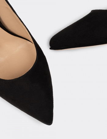 Siyah Süet Kadın Stiletto - 02029ZSYHM02