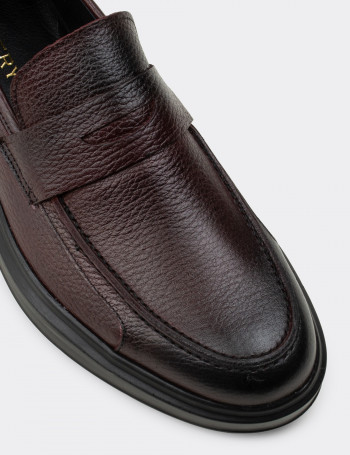 Hakiki Deri Bordo Comfort Günlük Erkek Ayakkabı - 01564MBRDP09