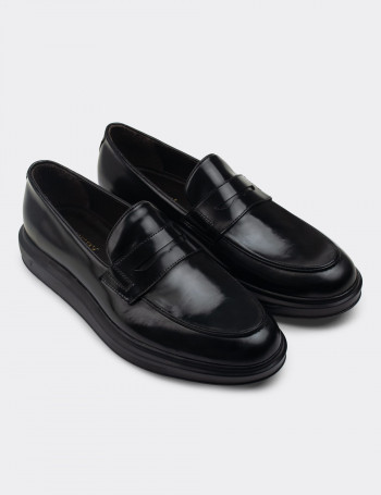 Hakiki Deri Siyah Comfort Erkek Loafer - 01839MSYHP02