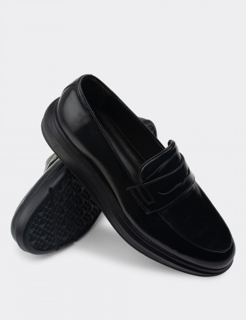 Hakiki Deri Siyah Comfort Erkek Loafer - 01839MSYHP02