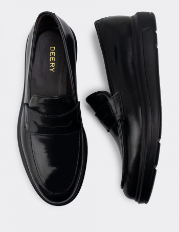 Hakiki Deri Siyah Comfort Erkek Loafer - 01839MSYHP02