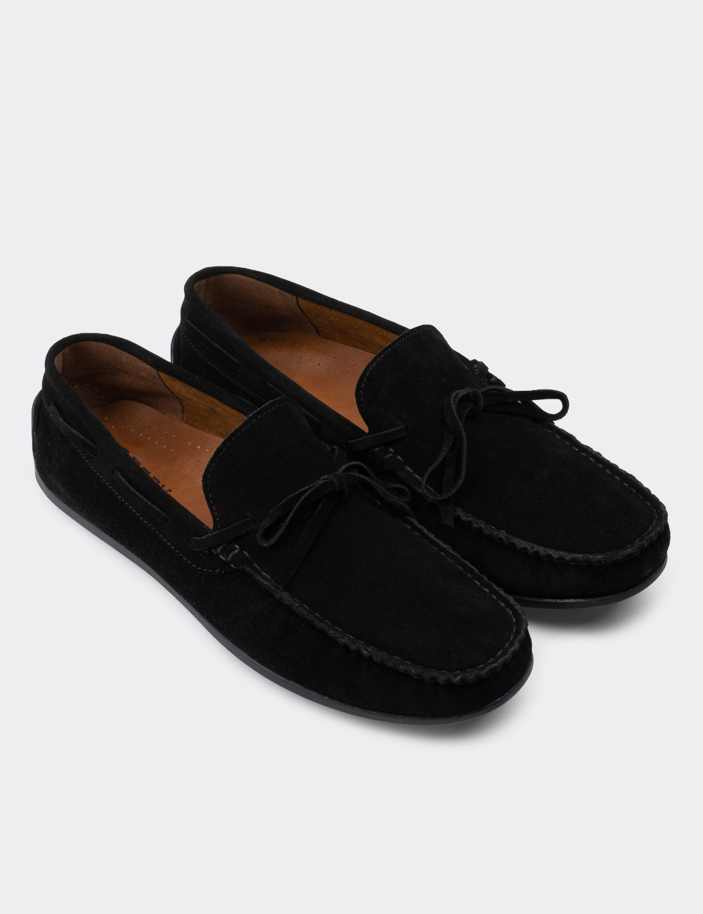 Hakiki Süet Siyah Loafer Erkek Ayakkabı - 01647MSYHC01