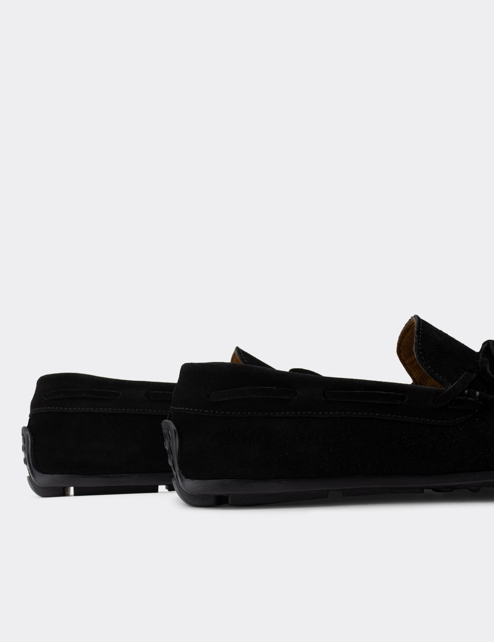 Hakiki Süet Siyah Loafer Erkek Ayakkabı - 01647MSYHC01