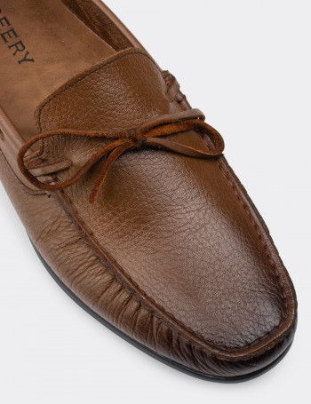 Hakiki Deri Taba Rengi Erkek Loafer - 01647MTBAC04