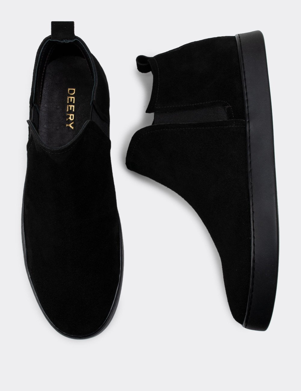 Hakiki Süet Siyah Sneaker Erkek Ayakkabı - 01864MSYHC01