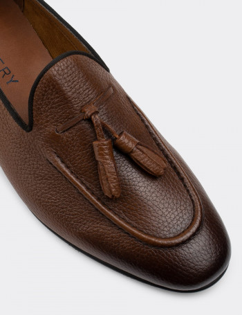 Hakiki Deri Taba Rengi Erkek Loafer - 01701MTBAC04