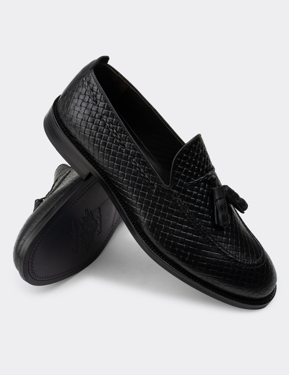 Hakiki Deri Siyah Loafer Erkek Ayakkabı - 01642MSYHM02