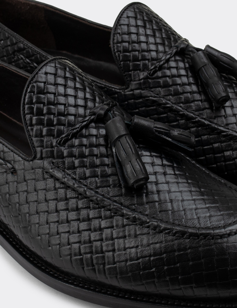 Hakiki Deri Siyah Loafer Erkek Ayakkabı - 01642MSYHM02